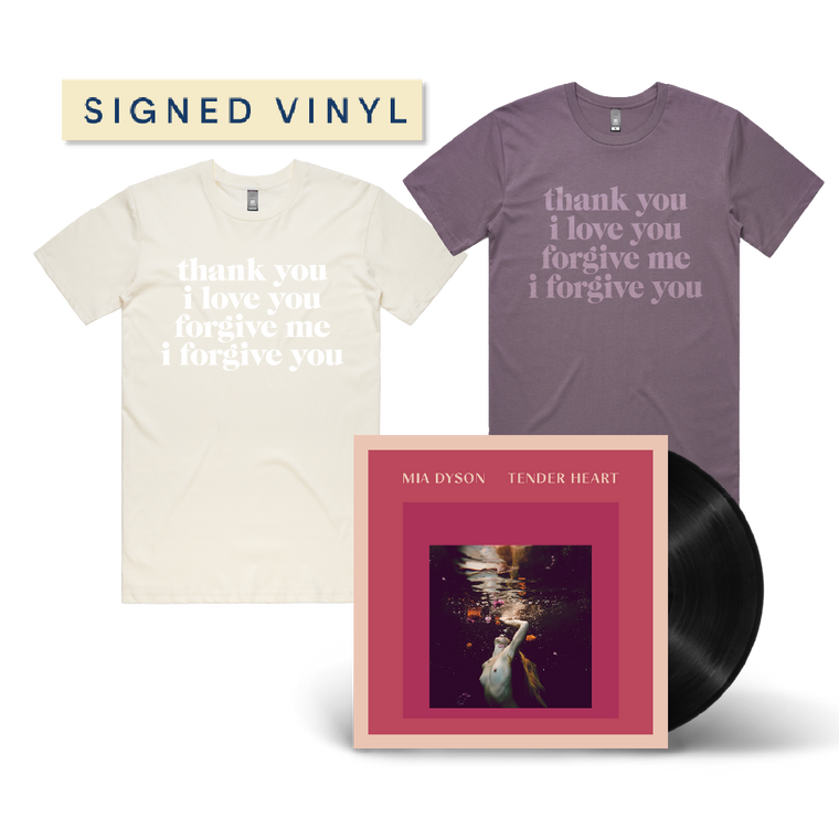 Mia Dyson / Tender Heart LP SIGNED Black Vinyl & T-Shirt Bundle