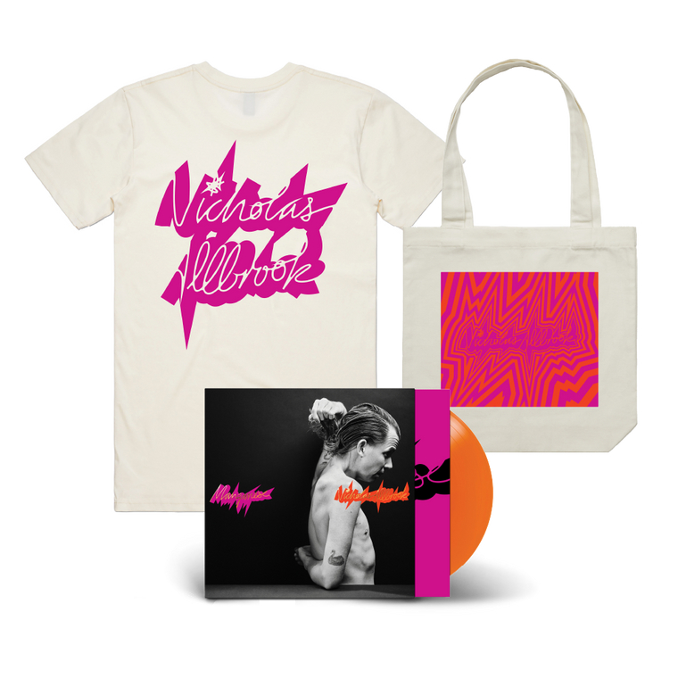 Nicholas Allbrook / Manganese LP Translucent Orange Vinyl, Natural T-Shirt & Natural Tote Bundle