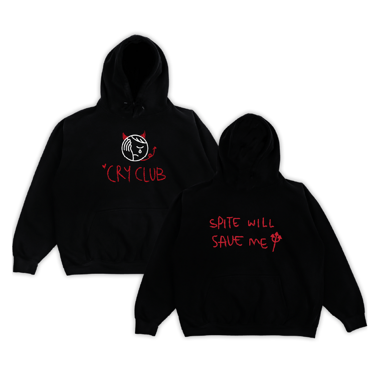 Cry Club / 'Spite Will Save Me' LP, Black 'Logo' Hoodie & Black 'Live' T-Shirt Bundle
