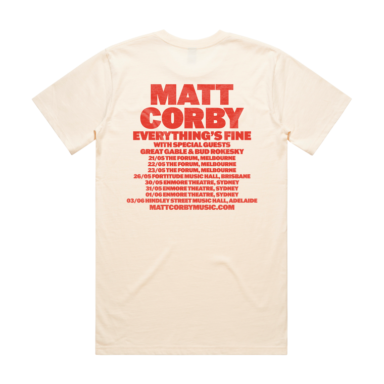Matt Corby / Tour Dates '23  Front & Back Ecru T-Shirt