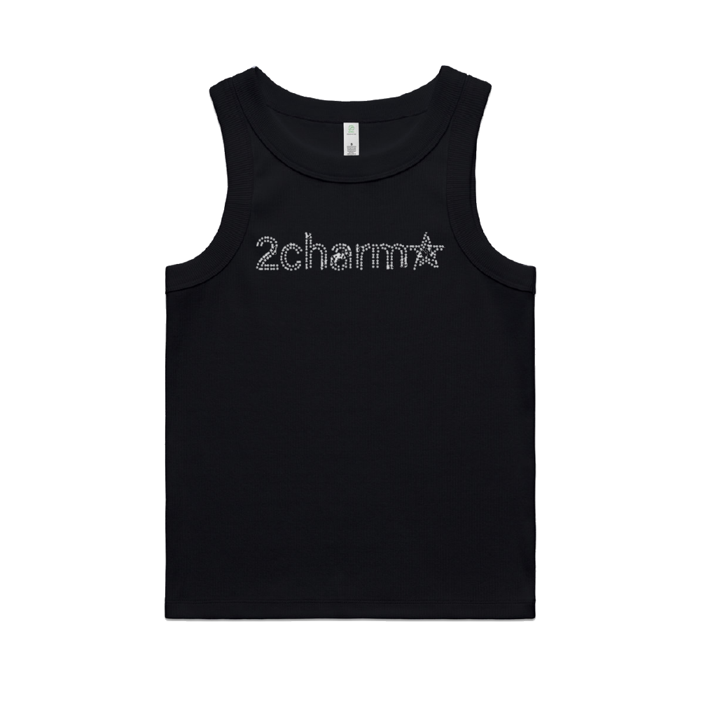 2charm / Rhinestone Black Singlet