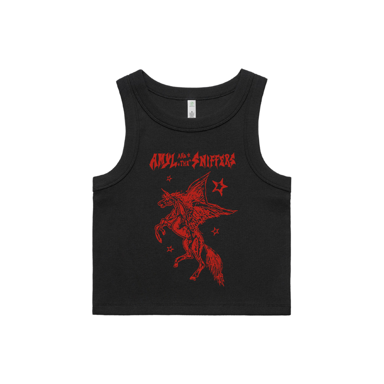 Amyl and The Sniffers / Unicorn Black Cropped Tank
