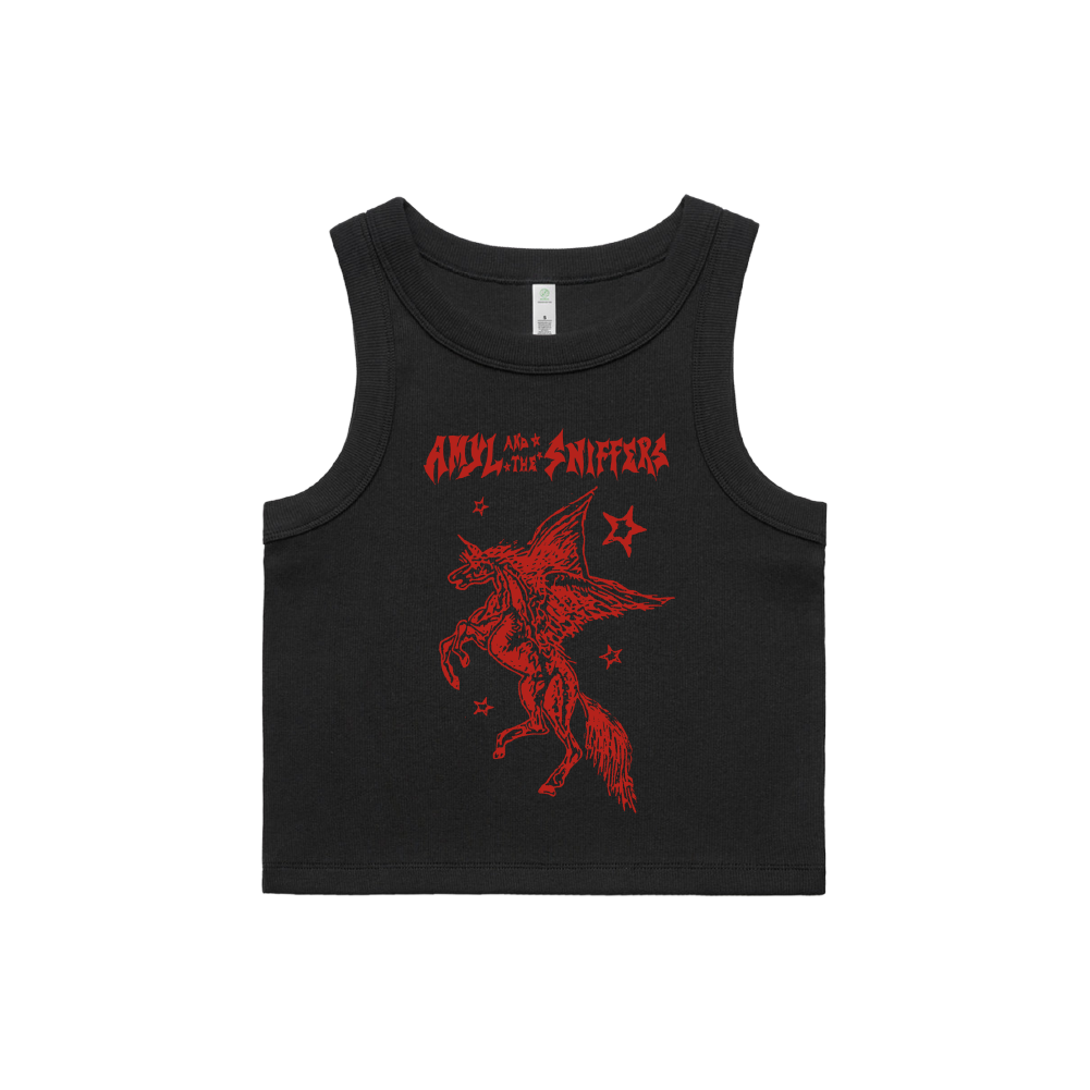 Amyl and The Sniffers / Unicorn Black Cropped Tank