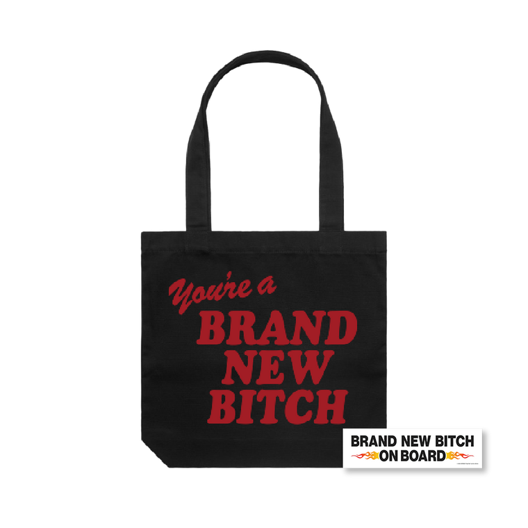 Asha Jefferies / Brand New Bitch Black Tote with Sticker