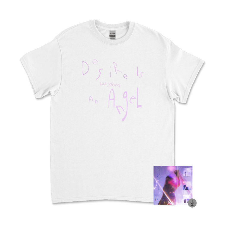 Asha Jefferies / Desire Is An Angel White T-Shirt & Digital Download ***PRE-ORDER***