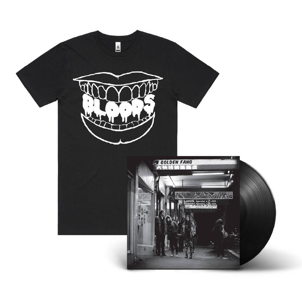 Bloods / Into My Arms Bundle: Golden Fang 12" Vinyl & Black T-Shirt