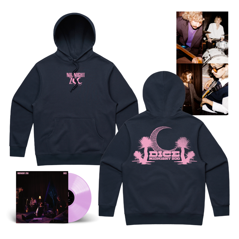 DICE / Midnight Zoo LP Clear Pink Vinyl & Midnight Blue Hoodie