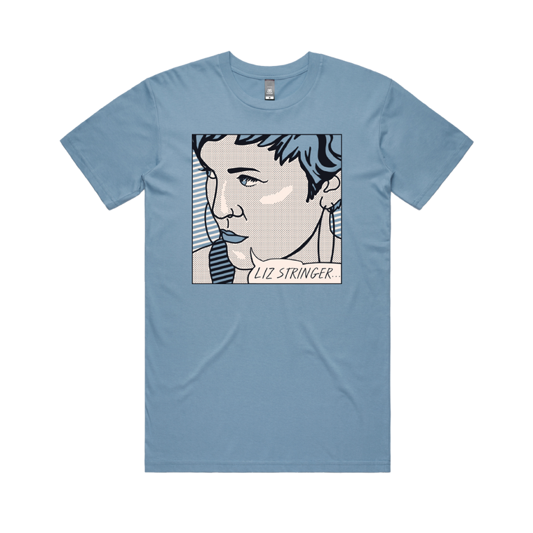 Liz Stringer / Face T-Shirt Blue