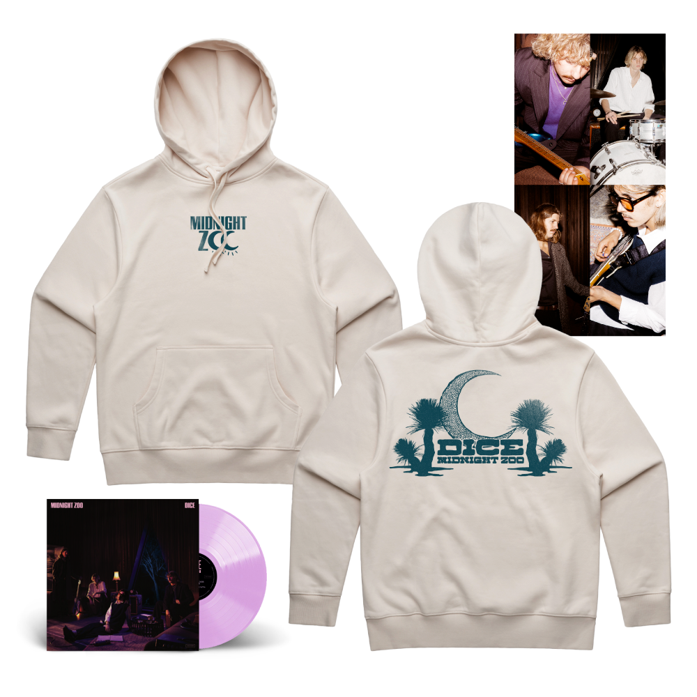 DICE / Midnight Zoo LP Clear Pink Vinyl & Bone Hoodie Bundle