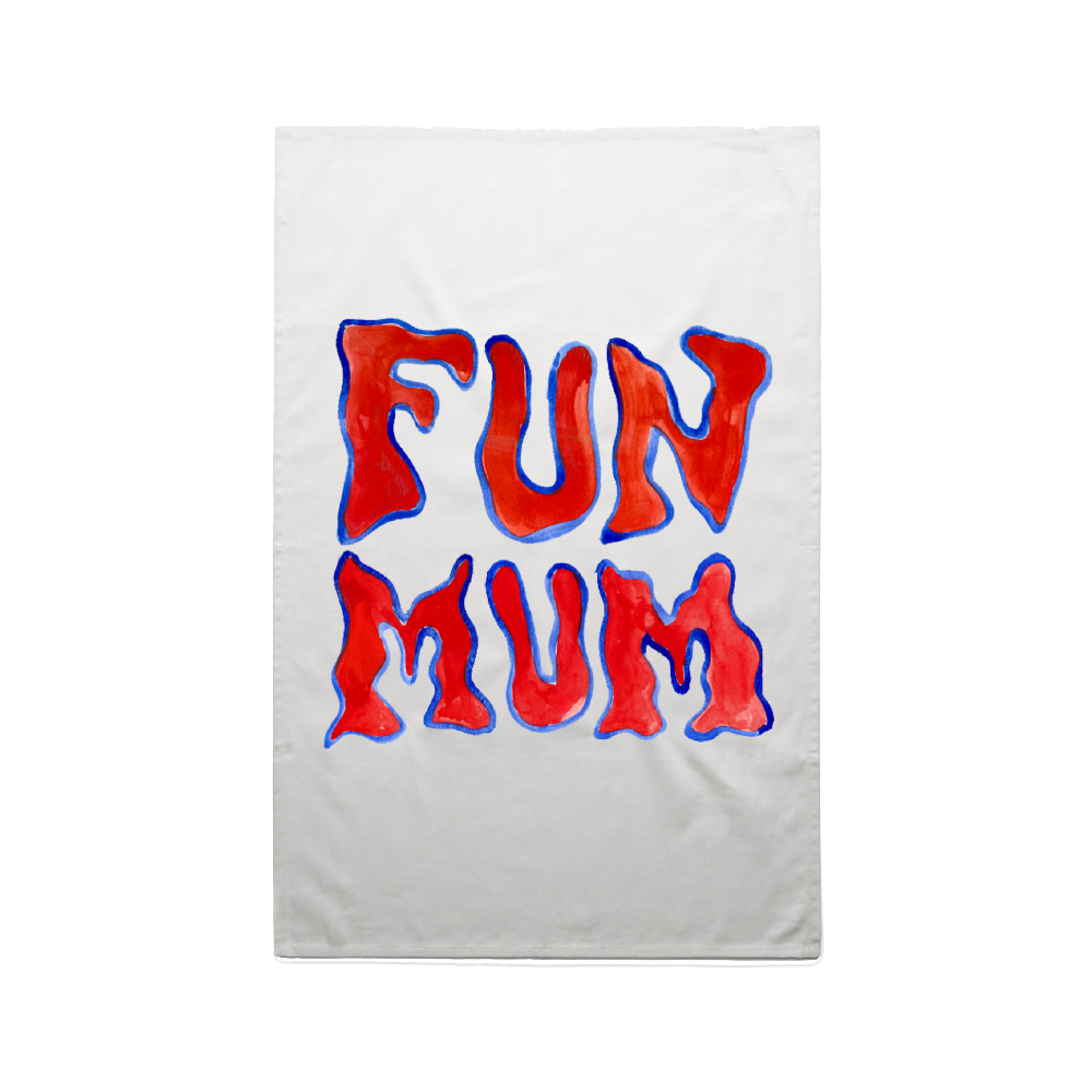 Celia Pacquola / Fun Mum White Tea Towel ***PRE-ORDER***