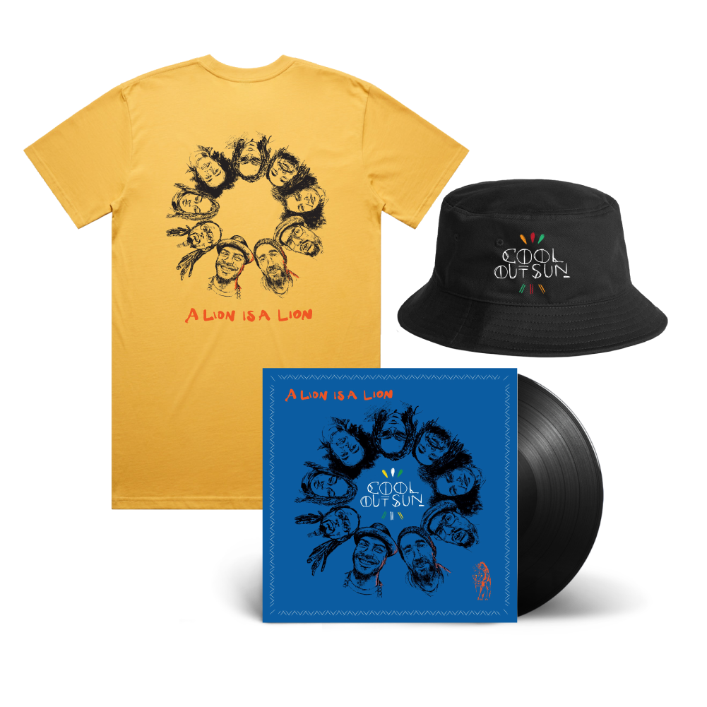 Cool Out Sun / A Lion is a Lion LP Black Vinyl, Faces T-Shirt & Bucket Hat Bundle  ***PRE-ORDER***