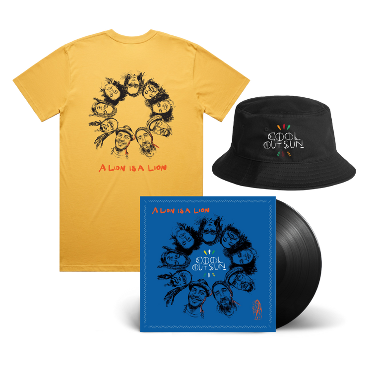 Cool Out Sun / A Lion is a Lion LP Black Vinyl, Faces T-Shirt & Bucket Hat Bundle  ***PRE-ORDER***