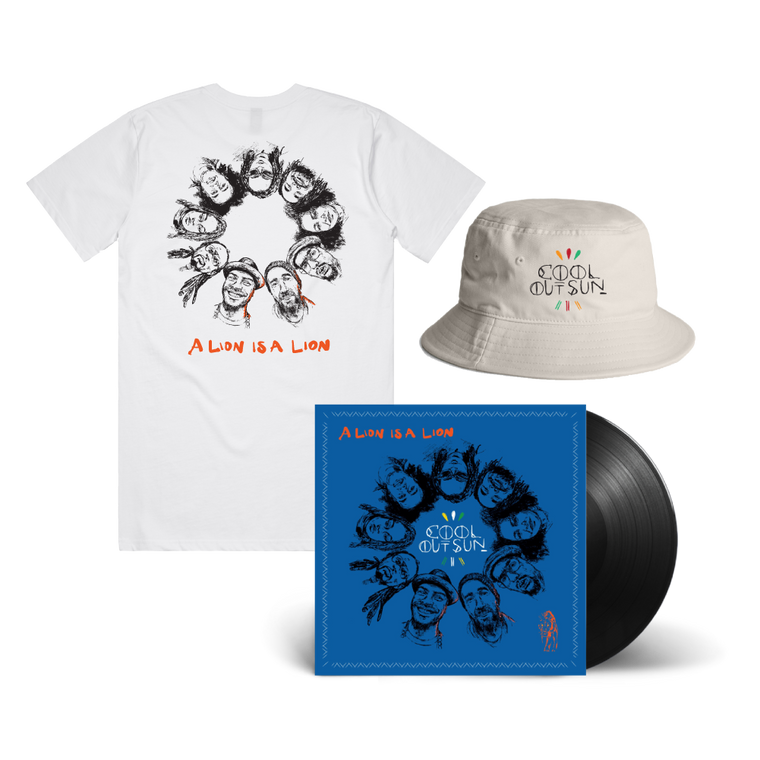 Cool Out Sun / A Lion is a Lion LP Black Vinyl, Faces T-Shirt & Bucket Hat Bundle