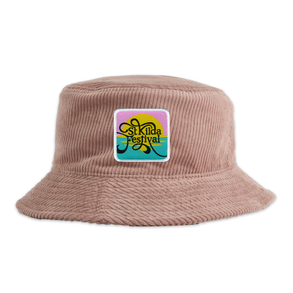 St Kilda Festival / Dusty Pink Cord Bucket Hat – sound-merch.com.au