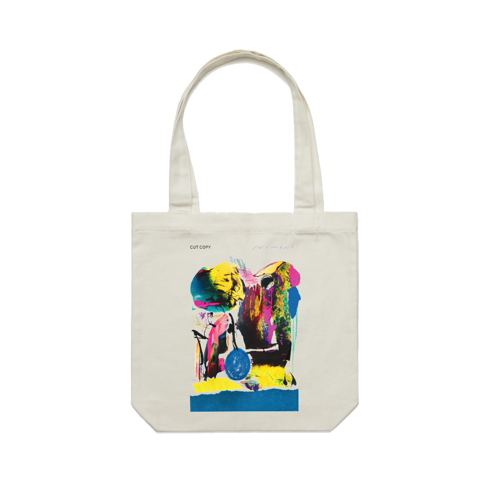 Cut Copy / Moments Red LP, White T-Shirt and Tote Bag