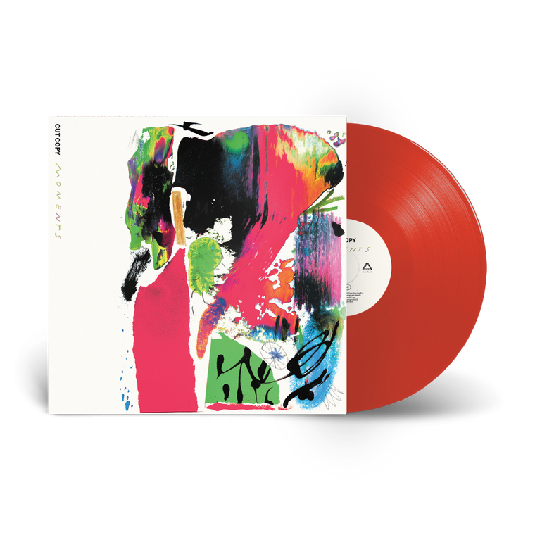 Cut Copy / Moments Red LP, White T-Shirt and Tote Bag