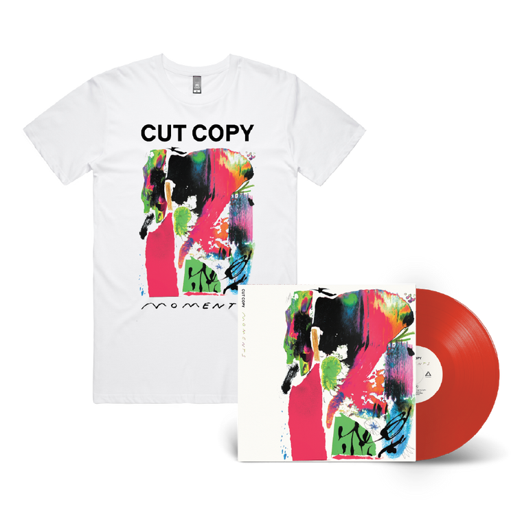 Cut Copy / Moments Red LP & White T-Shirt Bundle