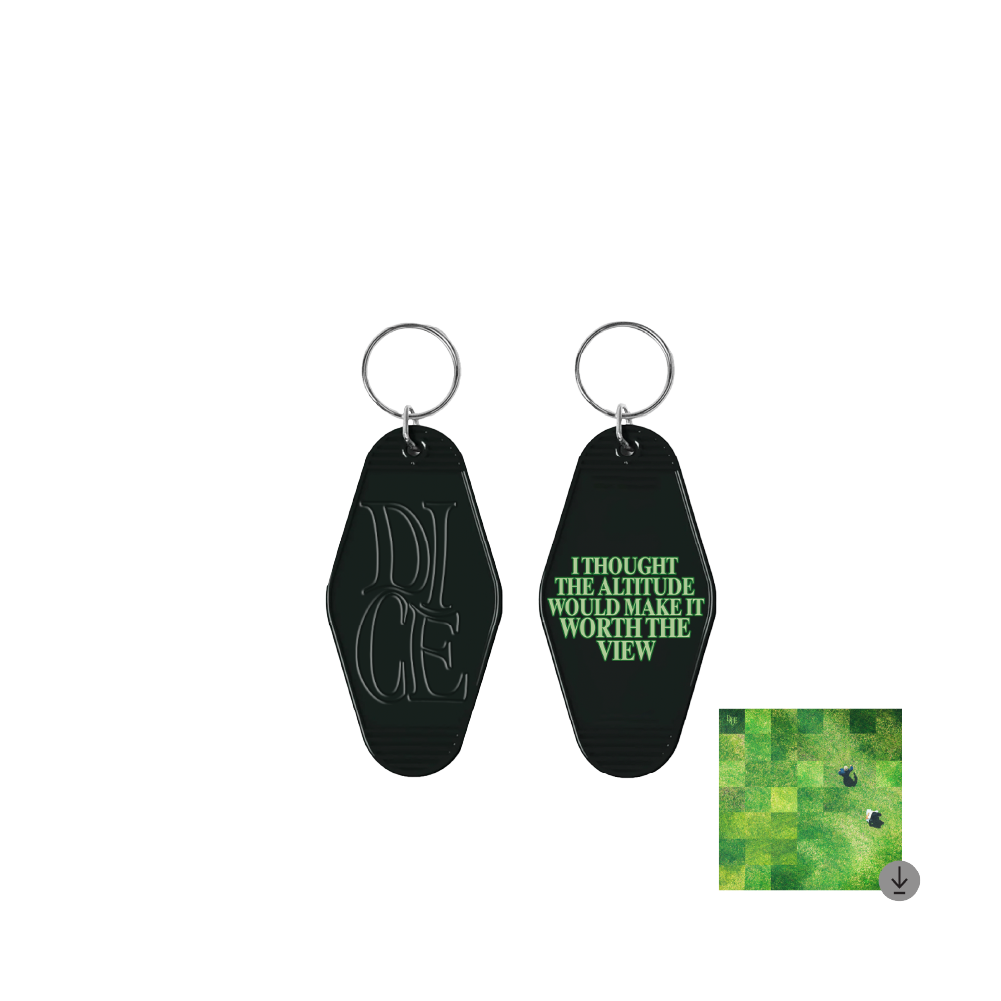 DICE / Black Hotel Keyring & Digital Download ***PRE-ORDER***