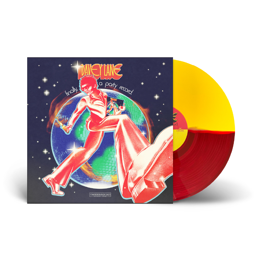 Davey Lane / Finally, A Party Record Limited Edition opaque yellow and translucent red split 12” vinyl
