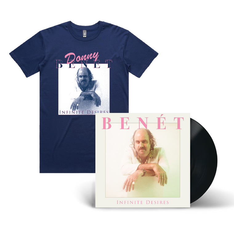 Donny Benét / Infinite Desires LP Black Vinyl & Blue T-Shirt Bundle ***PRE-ORDER***