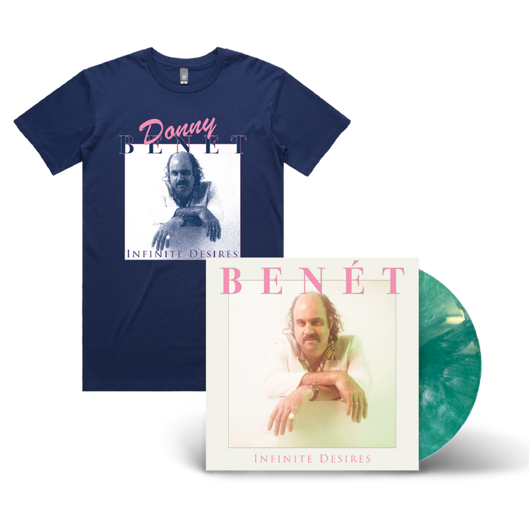 Donny Benét / Infinite Desires LP LIMITED EDITION Green and White Vinyl & Blue T-Shirt Bundle ***PRE-ORDER***