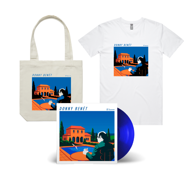 Donny Benét / Il Basso Royal Blue Vinyl, Tee & Tote Bundle