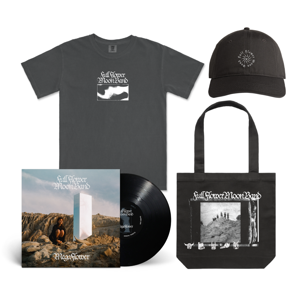 Full Flower Moon Band / Megaflower LP Black Vinyl, Super Like Me Grey Washed T-Shirt, Megaflower Tote Bag & FFMB Cap Bundle