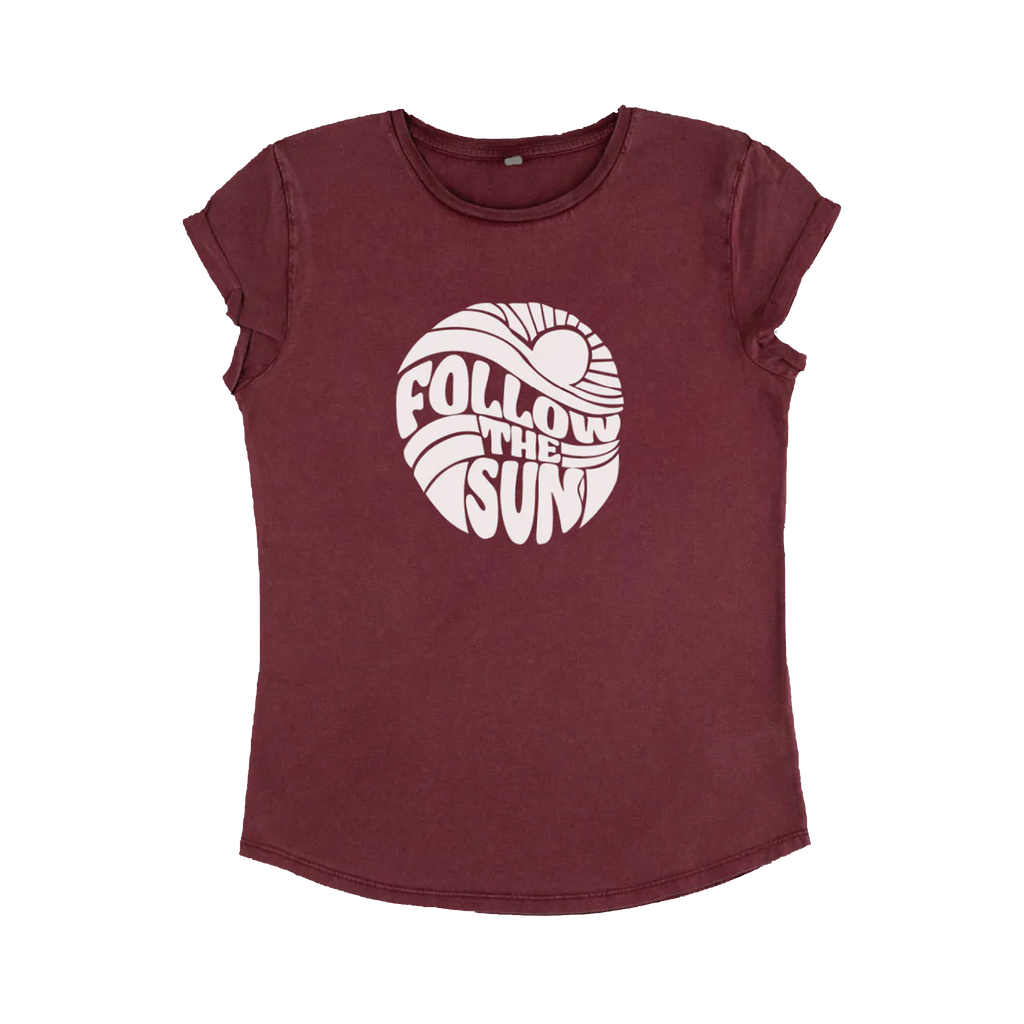 Xavier Rudd / Follow The Sun Women's Stone Washed Burgundy Tee