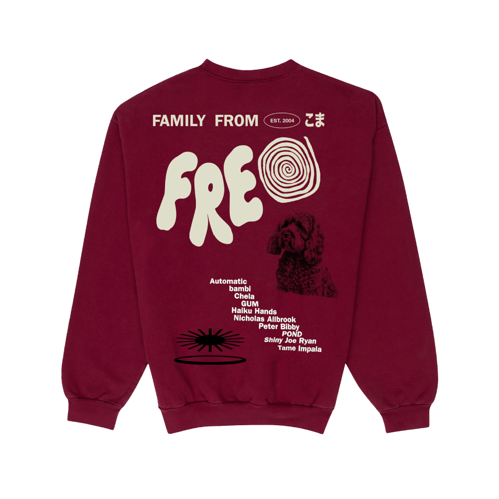 Spinning Top / Fam From Freo Red Crewneck