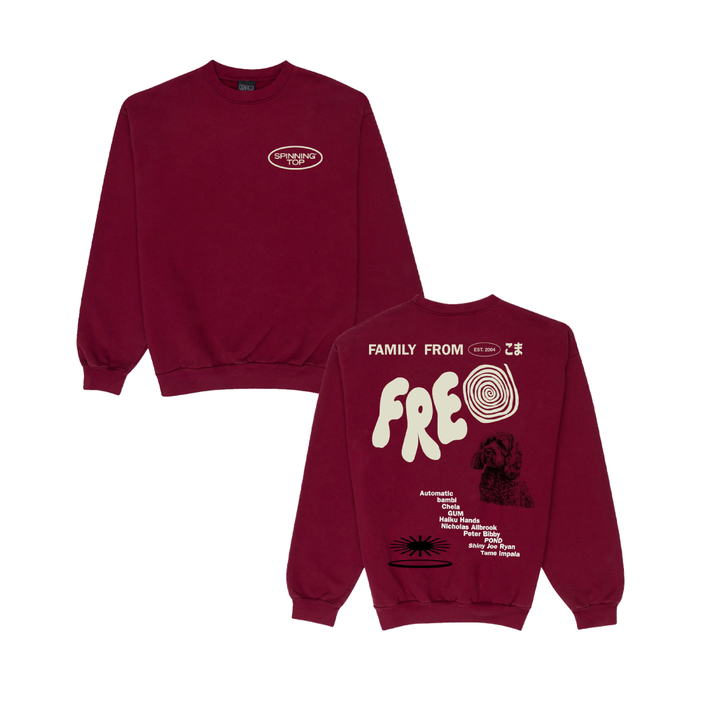 Spinning Top / Fam From Freo Red Crewneck