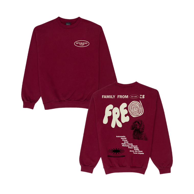 Spinning Top / Fam From Freo Red Crewneck