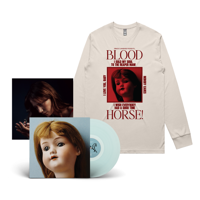 Grace Cummings / Bloodhorse! LP D2C Exclusive Blue Morphine Vinyl & Bone Longsleeve Bundle