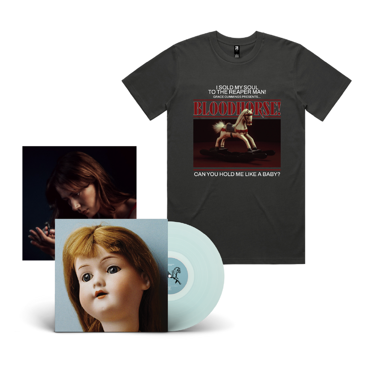 Grace Cummings / Bloodhorse! LP D2C Exclusive Blue Morphine Vinyl & Coal T-Shirt Bundle