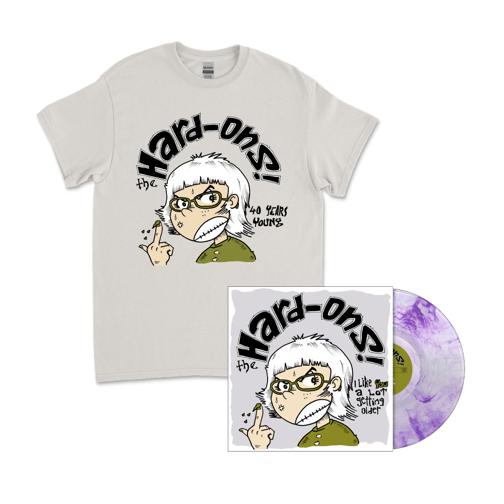 Hard-Ons / I Like You A Lot Getting Older LP Clear with Purple Smoke Vinyl & Grey T-Shirt Bundle ***PRE-ORDER***