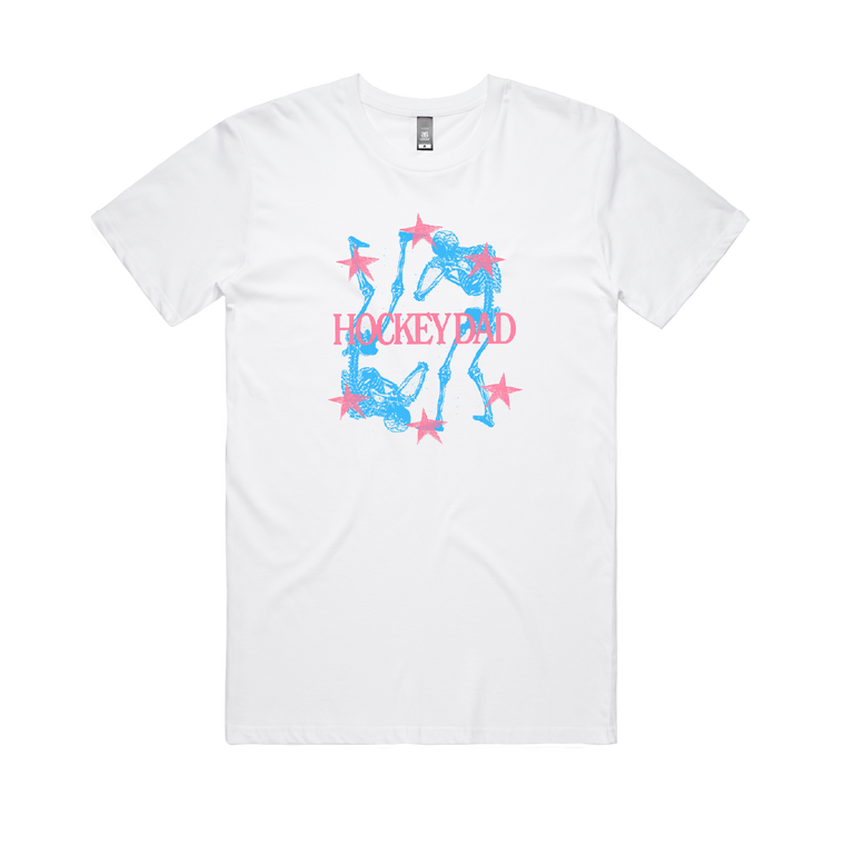 Hockey Dad / Skeleton Stars (Blue & Pink) T-Shirt Natural