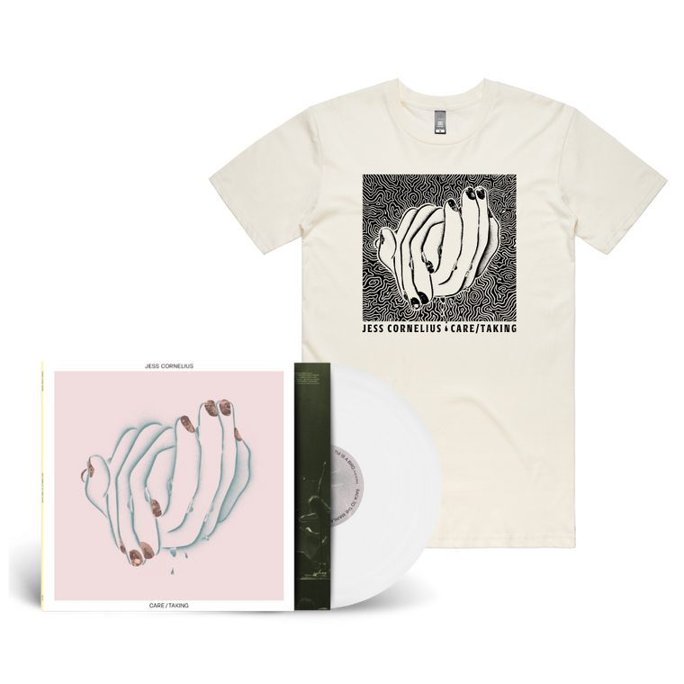Jess Cornelius / CARE/TAKING LP Oblivion White Vinyl & T-Shirt Bundle ***PRE-ORDER***