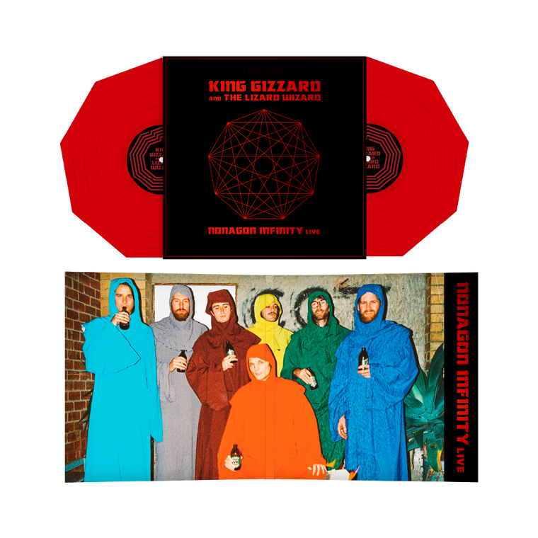 King Gizzard & The Lizard Wizard Nonagon Infinity Live Clear Red Nonagon Shaped 2LP (Fuzz Club Official Bootleg)
