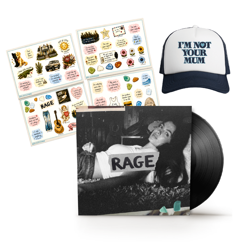Kita Alexander / RAGE LP Black Vinyl, Trucker Cap & Sticker Sheet 4 Pack Bundle ***PRE-ORDER***