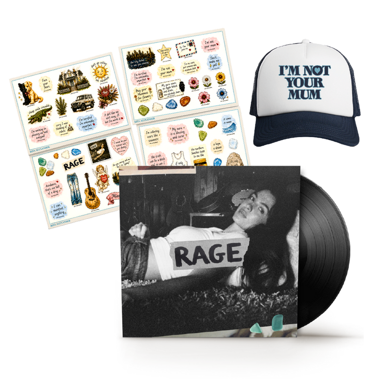 Kita Alexander / RAGE LP Black Vinyl, Trucker Cap & Sticker Sheet 4 Pack Bundle ***PRE-ORDER***