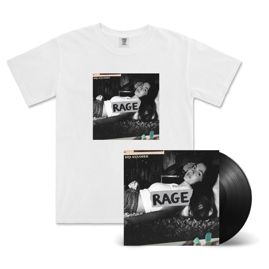 Kita Alexander / RAGE LP Black Vinyl, White T-Shirt & Signed Art Card