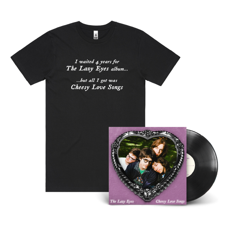 The Lazy Eyes / Cheesy Love Songs LP Black Vinyl & Black T-Shirt