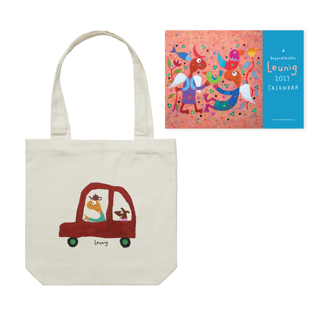 2027 Leunig Calendar 'Beyond/Within' & 'Red Car' Tote Bag Bundle