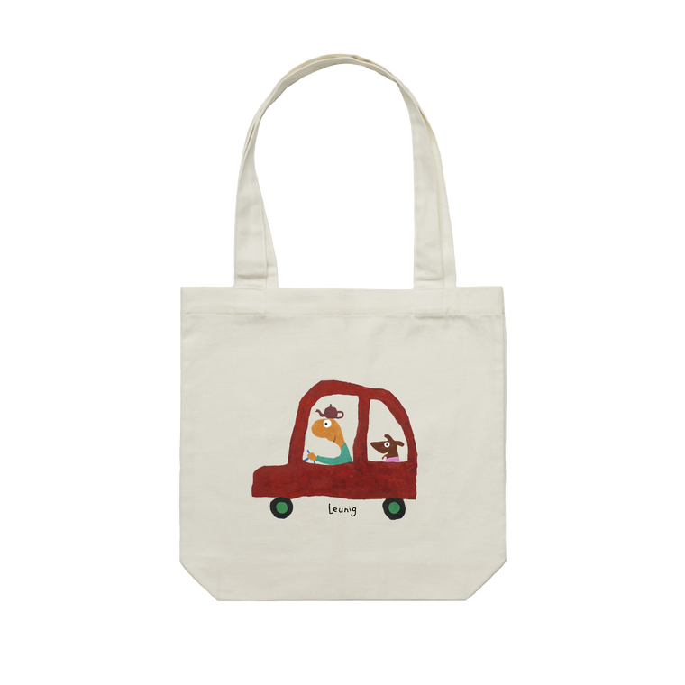 Leunig 'Red Car' Tote Bag