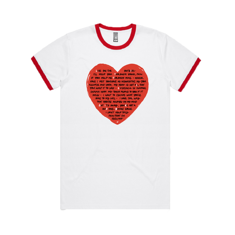 Little Birdy / Heart White & Red Women's Ringer T-Shirt