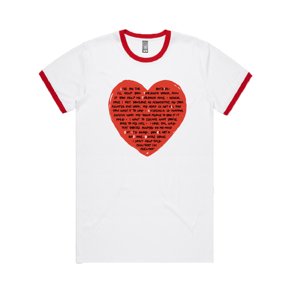 Little Birdy / Heart White & Red Women's Ringer T-Shirt