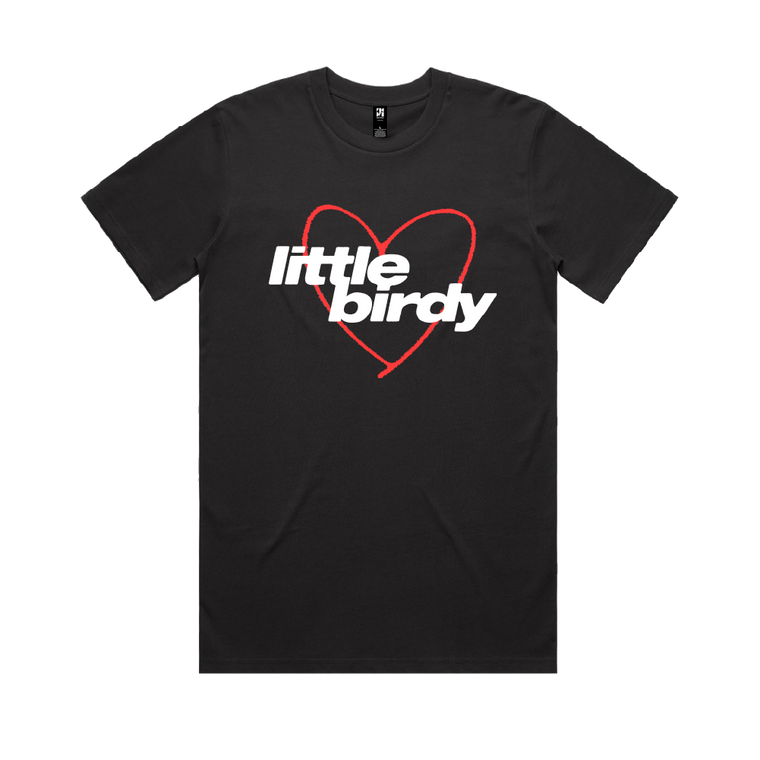 Little Birdy / Heart Black T-Shirt