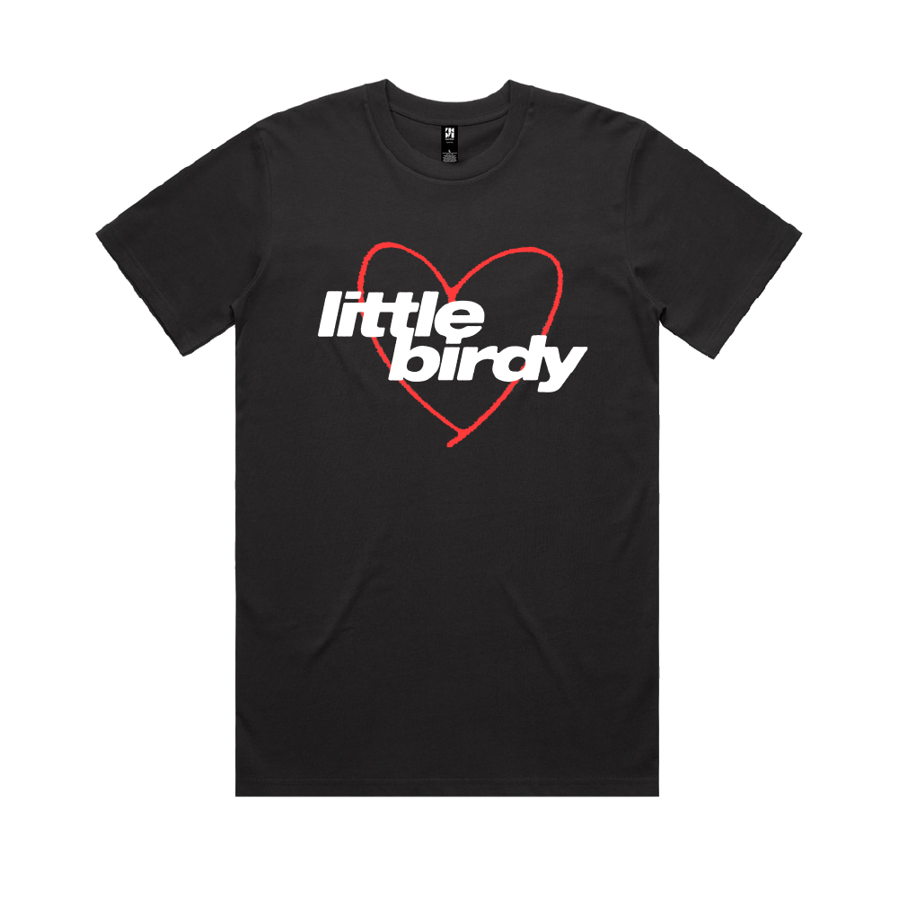 Little Birdy / Heart Black T-Shirt