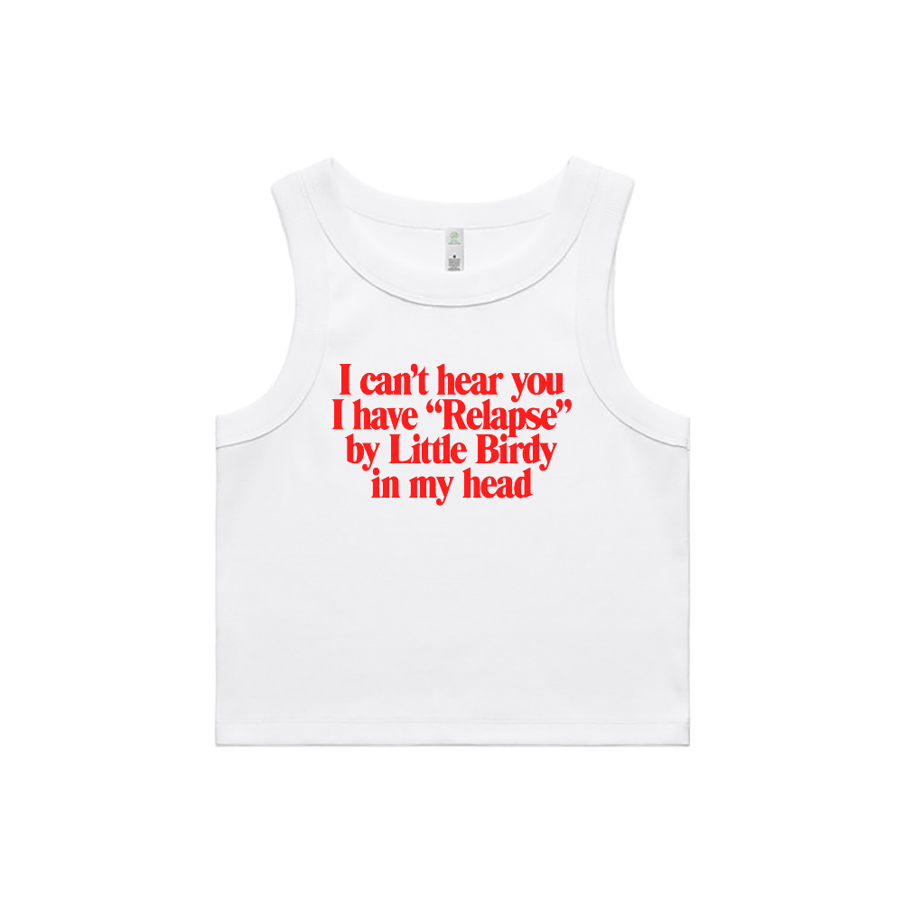 Little Birdy / Relapse White Women's Crop Singlet