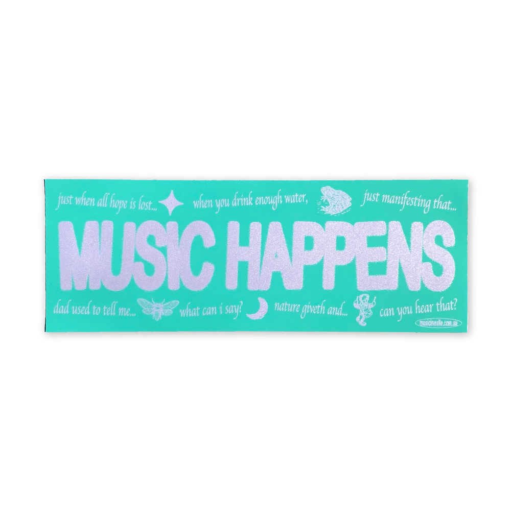 Music In Exile / Music Happens Pink & Blue Sticker
