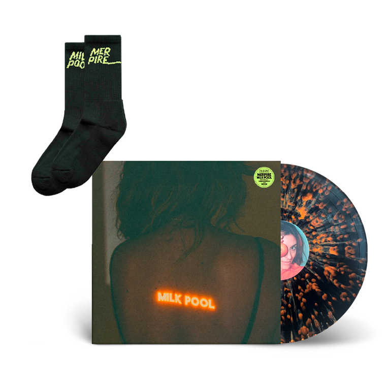 Merpire / MILK POOL LP Exclusive Orange & Black Splatter Vinyl & Socks Bundle